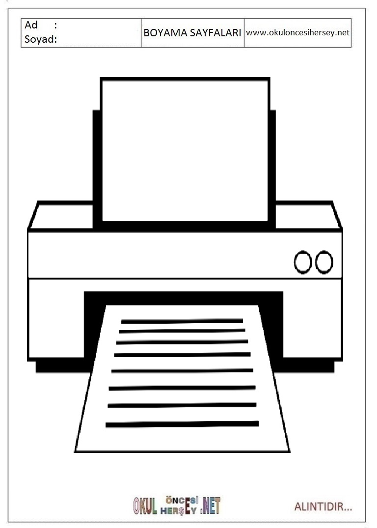 Çocuklar İçin Yazıcı-fax Boyama Sayfaları 